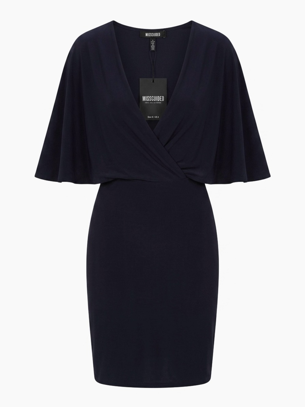 Missguided black Cape Sleeve Wrap Midi Dress